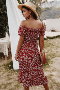 Summer Bohemian Print Off-the-Shoulder Dress