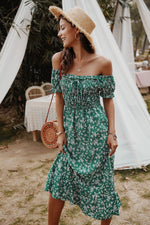 Load image into Gallery viewer, Summer Bohemian Print Off-the-Shoulder Dress
