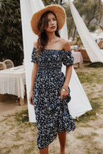 Load image into Gallery viewer, Summer Bohemian Print Off-the-Shoulder Dress
