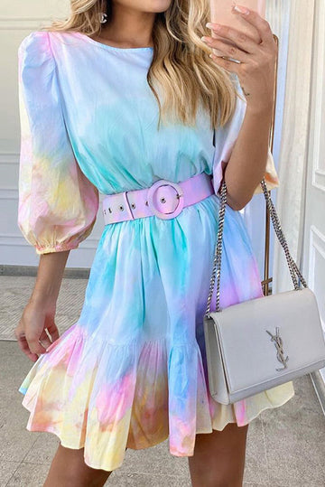 Tie-dye Ruffled Vacation Dress