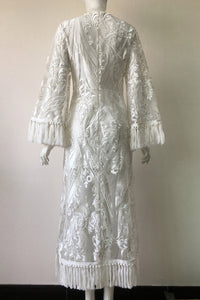 Unique Tassel White Lace Party Dress
