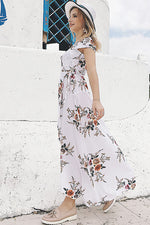 Load image into Gallery viewer, V Neck Asymmetrical Hem Lace-up Floral Dress
