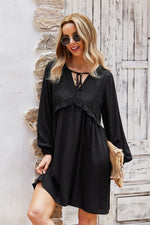 Load image into Gallery viewer, V-Neck Lace A-Line Mini Dress
