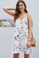Load image into Gallery viewer, V-neck Printed Sleeveless Single Breasted Short Dress
