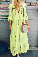 Load image into Gallery viewer, Printed V-neck String Maxi Dress
