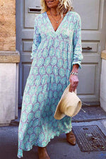 Load image into Gallery viewer, Vacation V-neck Printed Maxi Dress
