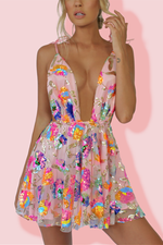 Load image into Gallery viewer, Rainbow Sequin Open Back Slip Mini Dress
