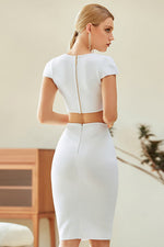 Load image into Gallery viewer, White Cap Sleeves Cut Out Party Bandage Dress
