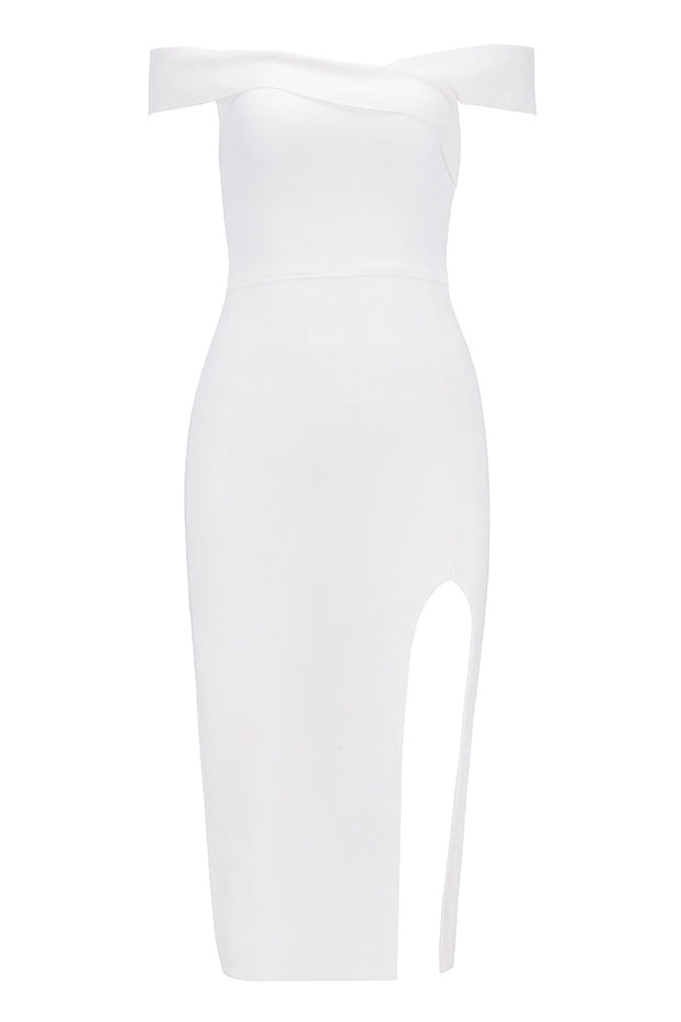 Black Off-the-shoulder Slit Tight-fitting Bandage Prom Dress