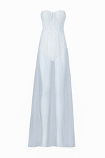 Load image into Gallery viewer, White Strapless Corset Waist Lace Panel Prom Dress
