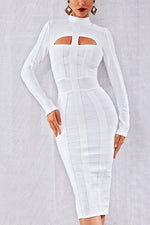 Load image into Gallery viewer, White Turtleneck Cut Out Bandage Dress
