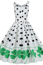Load image into Gallery viewer, White And Black Polka Dot Sleeveless Swing Dress
