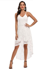Load image into Gallery viewer, White Lace High-Low Sleeveless Party Cocktail Dress
