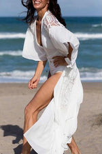 Load image into Gallery viewer, White Lace See Through Summer Beach Dresses
