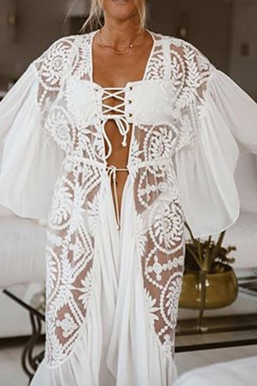 White Lace See Through Summer Beach Dresses