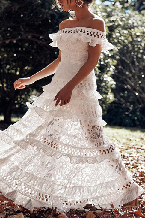 White Lace Off the Shoulder Dresses