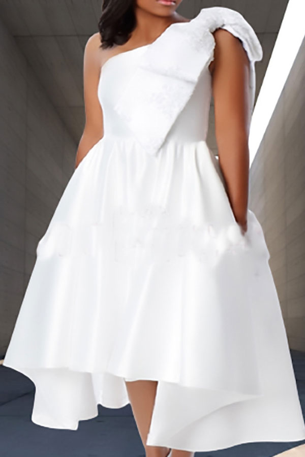White One Shoulder A-Line Party Dresses