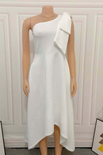 Load image into Gallery viewer, White One Shoulder A-Line Party Dresses
