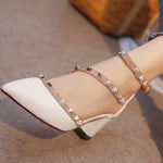 Load image into Gallery viewer, Chunky Heel Sandals Pumps Closed-toe Shoes With Rivet
