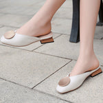 Load image into Gallery viewer, Metal Decor PU Closed Toe Shoes Flats Sandals

