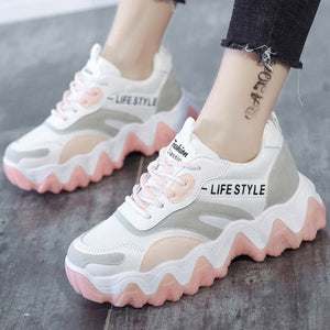 Multi-color Lace-up Chunky Sole Sneakers