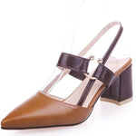Load image into Gallery viewer, Chunky Heel Pointed Cap-toe Sandals With Buckle
