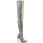 Load image into Gallery viewer, Stiletto Heel Snakeskin Print Over The Knee Boots

