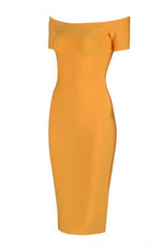Load image into Gallery viewer, Yellow Sexy Bandage Slit Prom Dress With Short Sleeves
