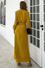 Load image into Gallery viewer, Yellow Long Sleeve V-Neck Evening Party Dress
