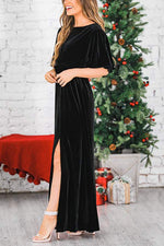 Load image into Gallery viewer, Velvet Wlastic Waist Slit Maxi Dress
