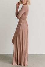 Load image into Gallery viewer, V Neck Long Sleece Slit Maxi Dress
