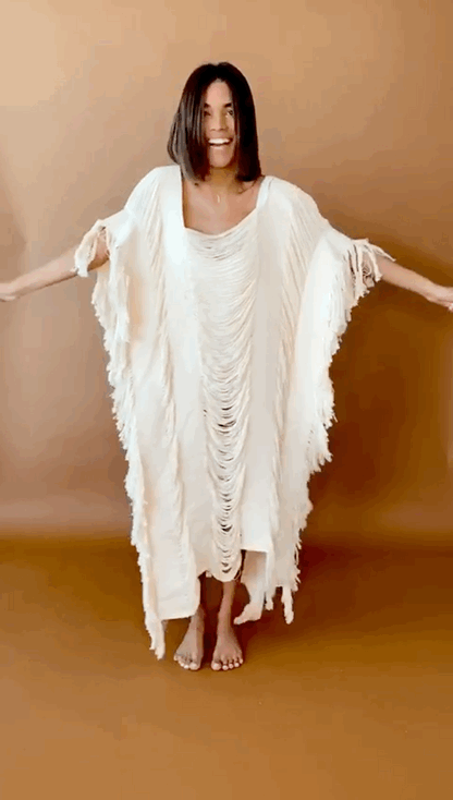 Raw Frayed Curning Cover Dress