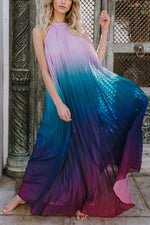 Load image into Gallery viewer, Gradient Color Halter Maxi Dress
