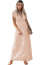 Load image into Gallery viewer, V Neck Floral Lace Maxi Dress for Women
