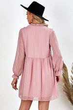 Load image into Gallery viewer, Swiss Dot Ruffle V Neck Mini Dress
