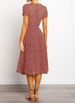 Load image into Gallery viewer, Tie Leaf Printed Waist Midi Dress

