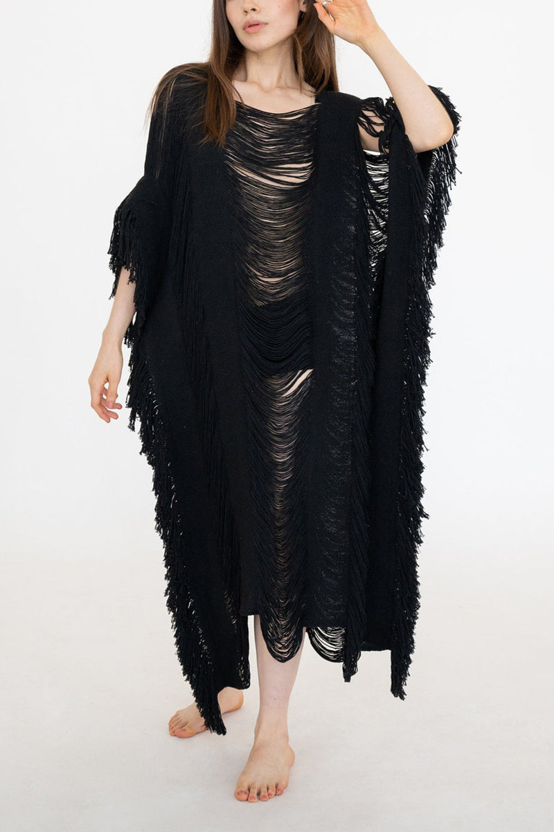 Raw Frayed Curning Cover Dress