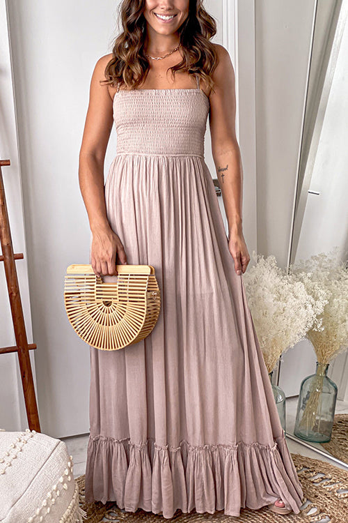 Strappy Back Ruffle Tiered Maxi Dress