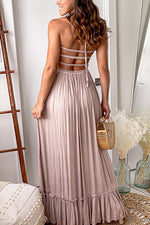 Load image into Gallery viewer, Strappy Back Ruffle Tiered Maxi Dress
