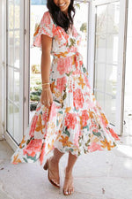 Load image into Gallery viewer, Print Ruffles Wrap Maxi Dress
