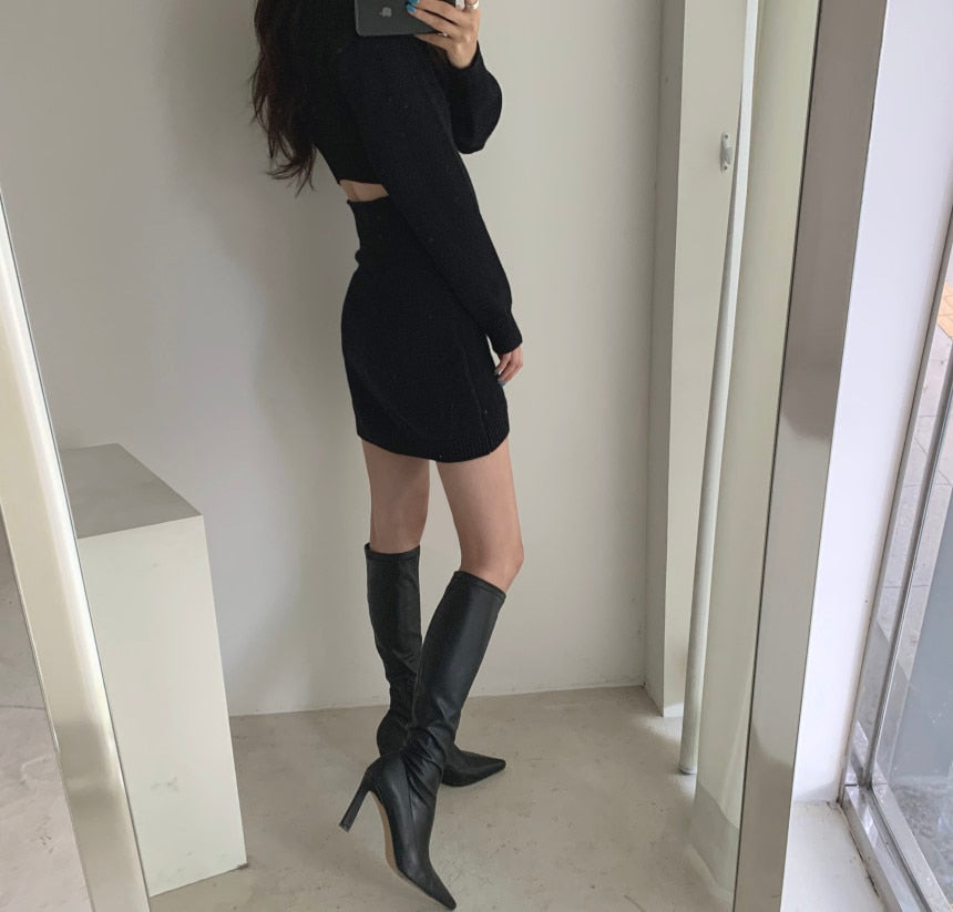Casual Knitted Sweater Bodycon Dress