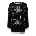 Load image into Gallery viewer, Women&#39;s Christmas Dress Crew Neck Drawstring Long Sweater Mini Party Dress
