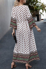 Load image into Gallery viewer, Boho V-neck Buttoned Print Maxi Dress
